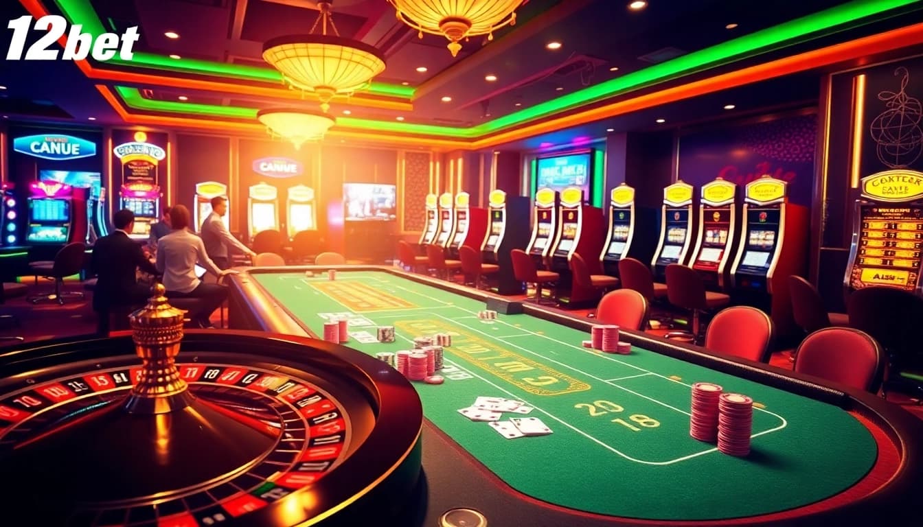 Exciting casino gameplay at 12bet with poker chips and cards on display.