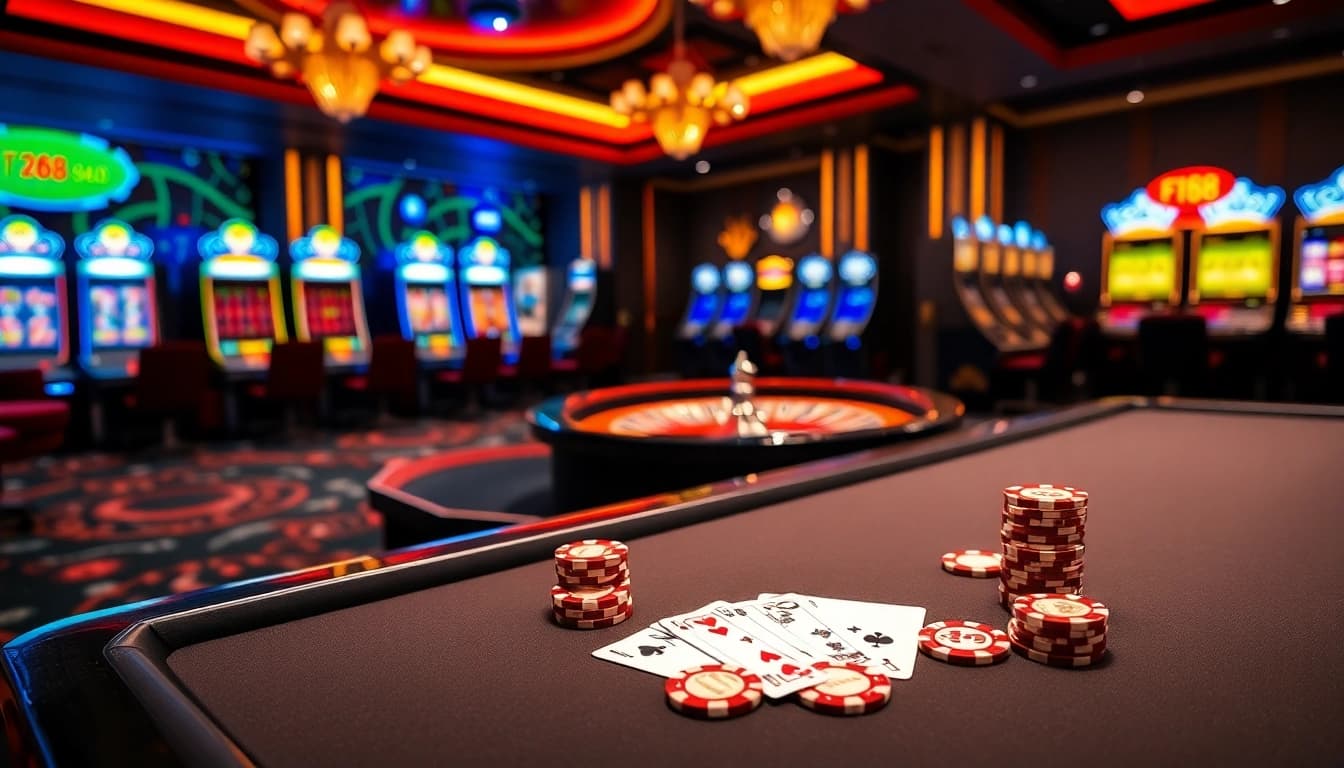 Experience luxury gaming thrills at พอร์ทเกม F168 with vibrant casino tables and exciting slot machines.