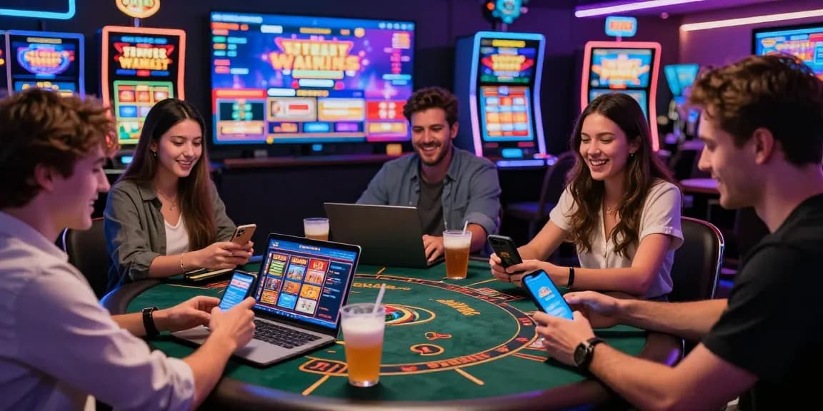 https://fimltd.co.uk players engaging in a vibrant online credit card casino atmosphere, showcasing excitement and diverse gaming options.