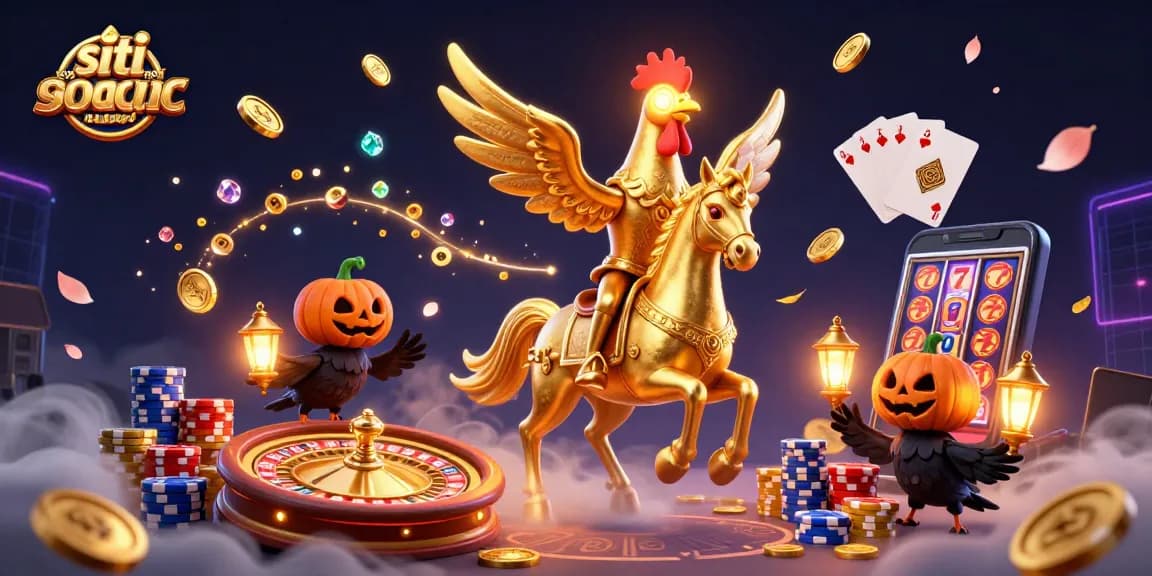 Il collage di tanti elementi dei siti scommesse non AAMS nuovi in un'affascinante illustrazione 3D