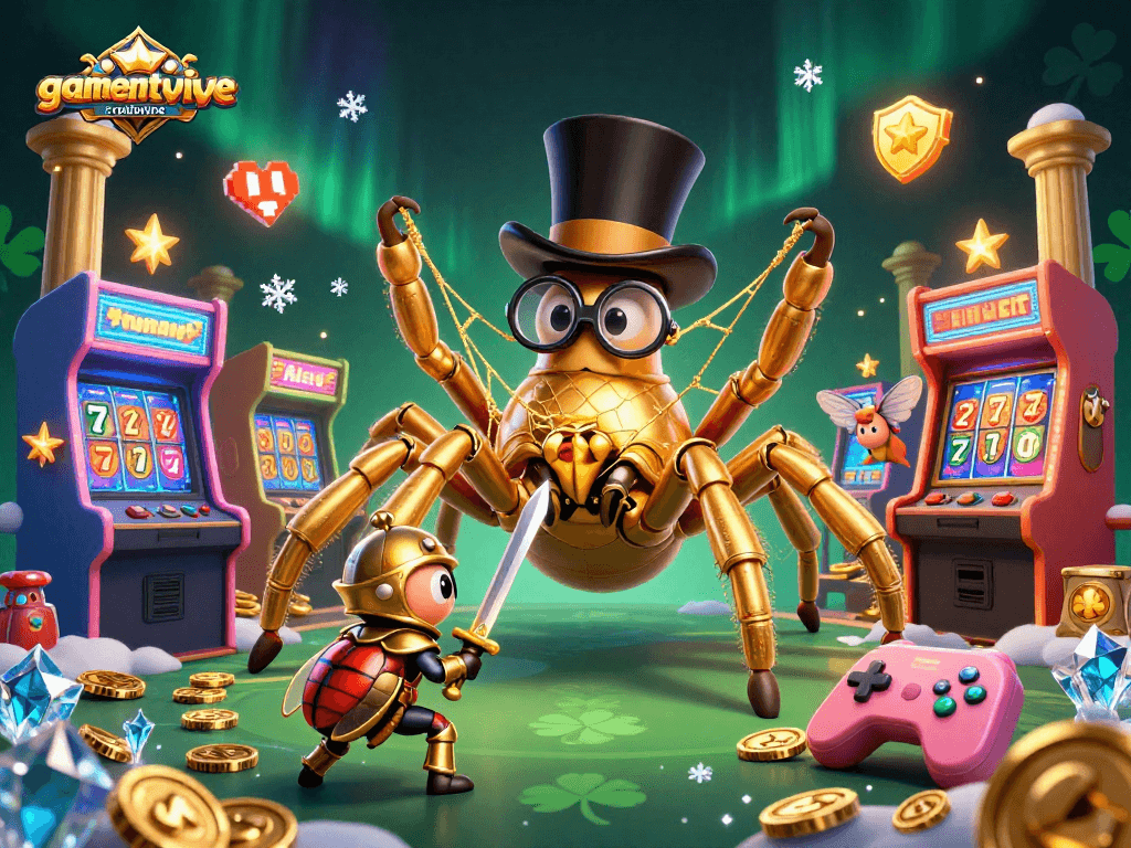 Experience gamenongtraivuive with a vibrant 3D casino scene featuring unique characters and lively game elements.
