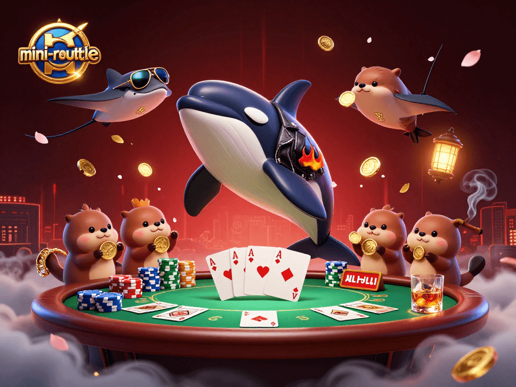 Join the thrilling action of mini-roulette with an orca, stingray, and otters celebrating wins!