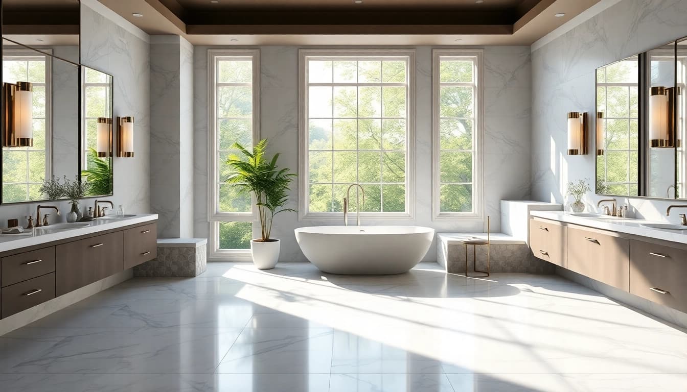 Transform your elegant bathrooms with stylish fixtures and natural lighting for a luxurious vibe.