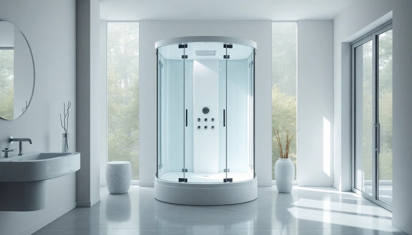 Moderne duschkabine 90x90 komplett in eleganter Badezimmerumgebung sichtbar.