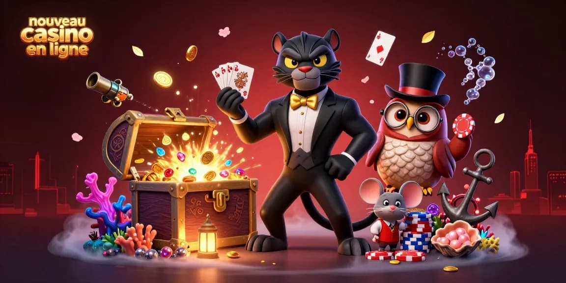 Un nouveau casino en ligne captivant avec un panthère en costume et des jeux de cartes.