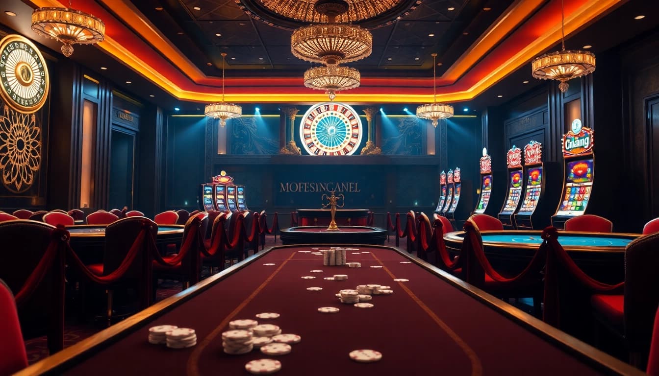 KJC ONL elevates your gaming experience with luxurious poker and roulette scenes.