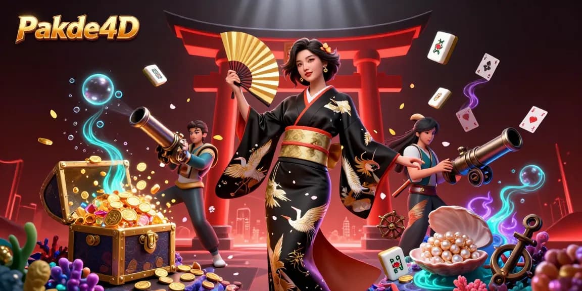 Experience the excitement of Pakde4D with a dynamic scene featuring elegant characters in a rich casino setting.