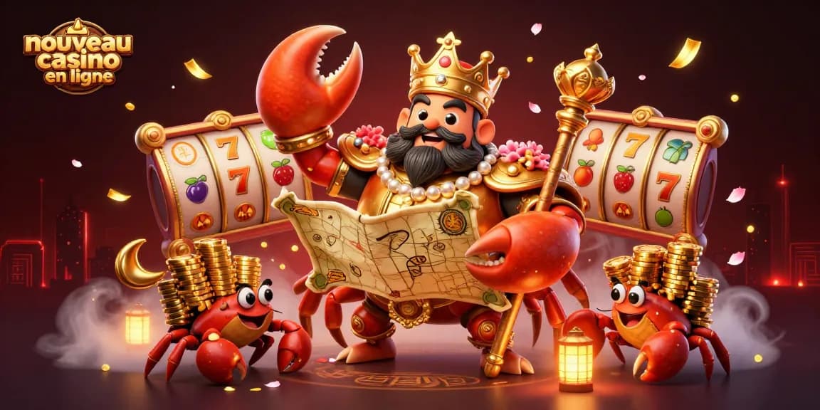 Jouez au nouveau casino en ligne avec ce crabe impérial doré entouré d'éléments de jeux captivants.