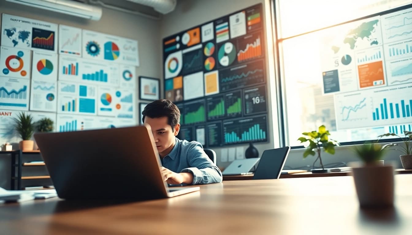 Analyze competitive intelligence faqs with detailed charts in a professional workspace.