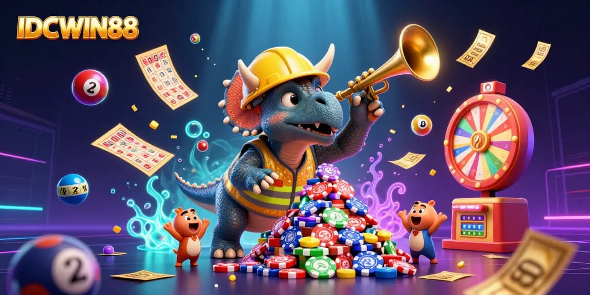 Win big with IDCWIN88 while enjoying the excitement of colorful lottery and casino elements.
