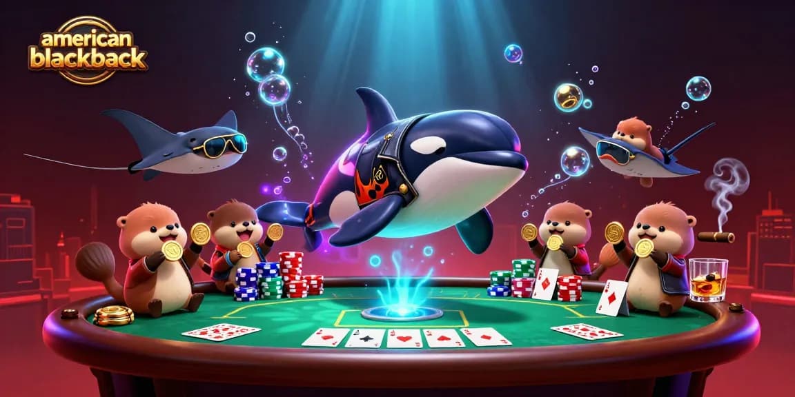 Play American Blackjack with vibrant characters and casino elements in an underwater setting.