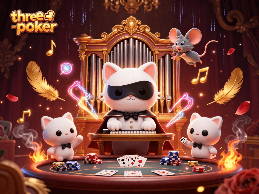 Play three-card-poker in a vibrant casino scene featuring a unique animated atmosphere.