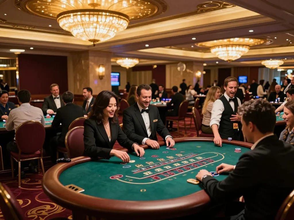 Kèo nhà cái offering dynamic betting experiences in an upscale casino environment with engaging games and lively players