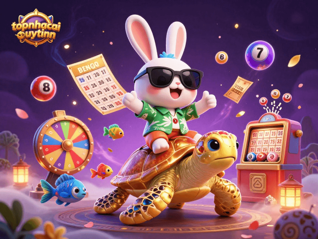 Engage with the world of gambling at topnhacaiuytinn featuring a lucky rabbit and golden sea turtle.
