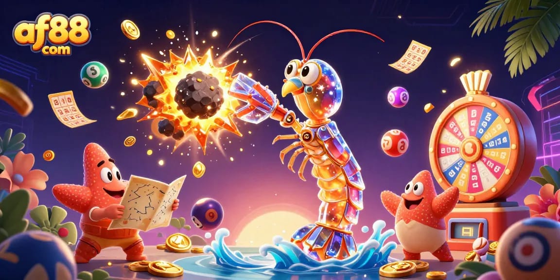 Experience thrill with af88 com's vibrant casino gaming scene featuring colorful prize elements.