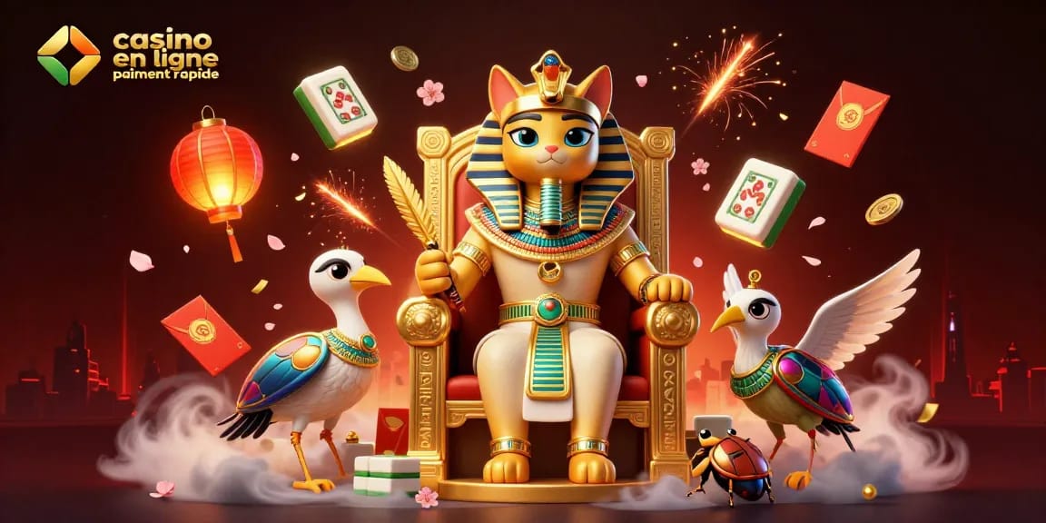Profitez des gains rapides avec le casino en ligne paiement rapide symbolisé par un pharaon égyptien.