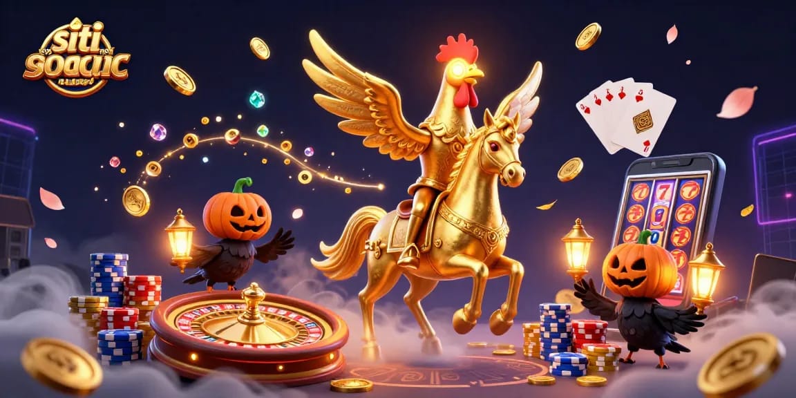 Il collage di tanti elementi dei siti scommesse non AAMS nuovi in un'affascinante illustrazione 3D