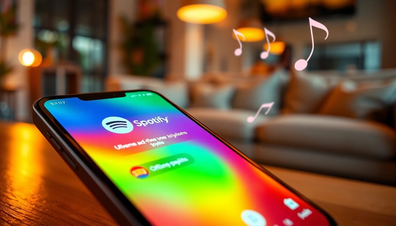 Spotify mod apk showcasing ad-free streaming and playlists on a smartphone.