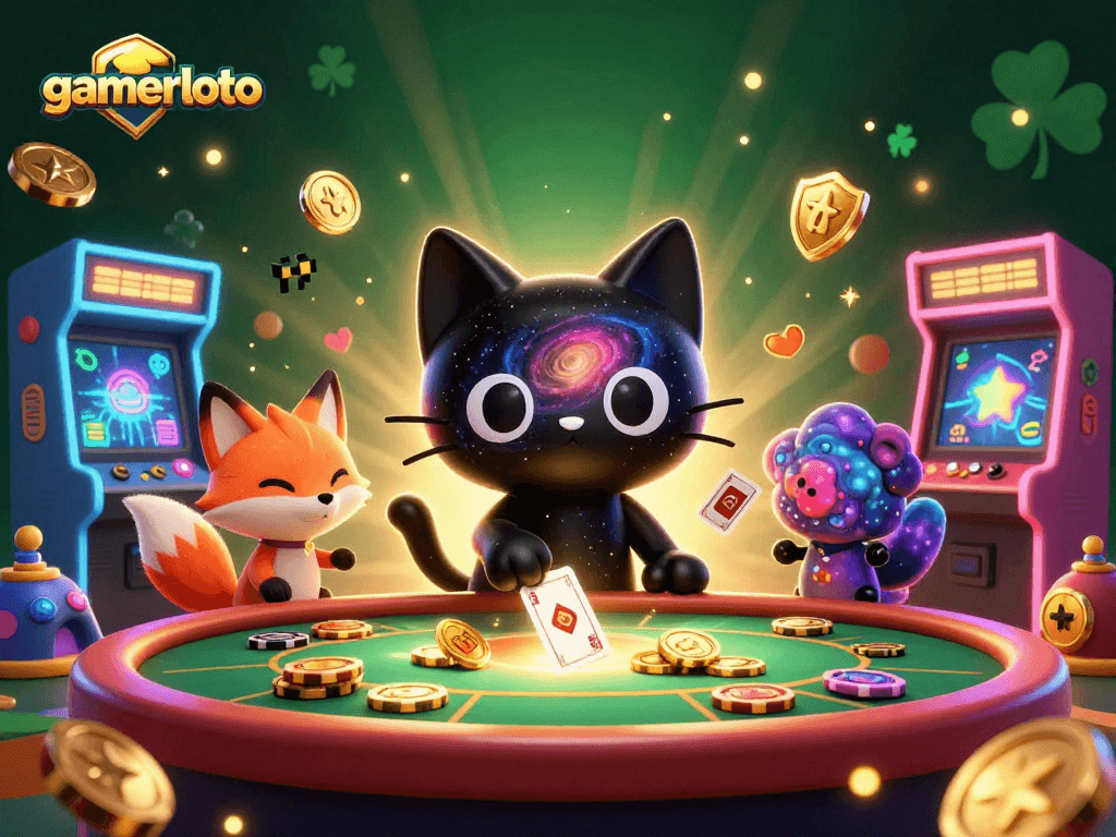 Engage with gamerloto's cosmic casino adventure featuring captivating characters and vibrant gaming elements.