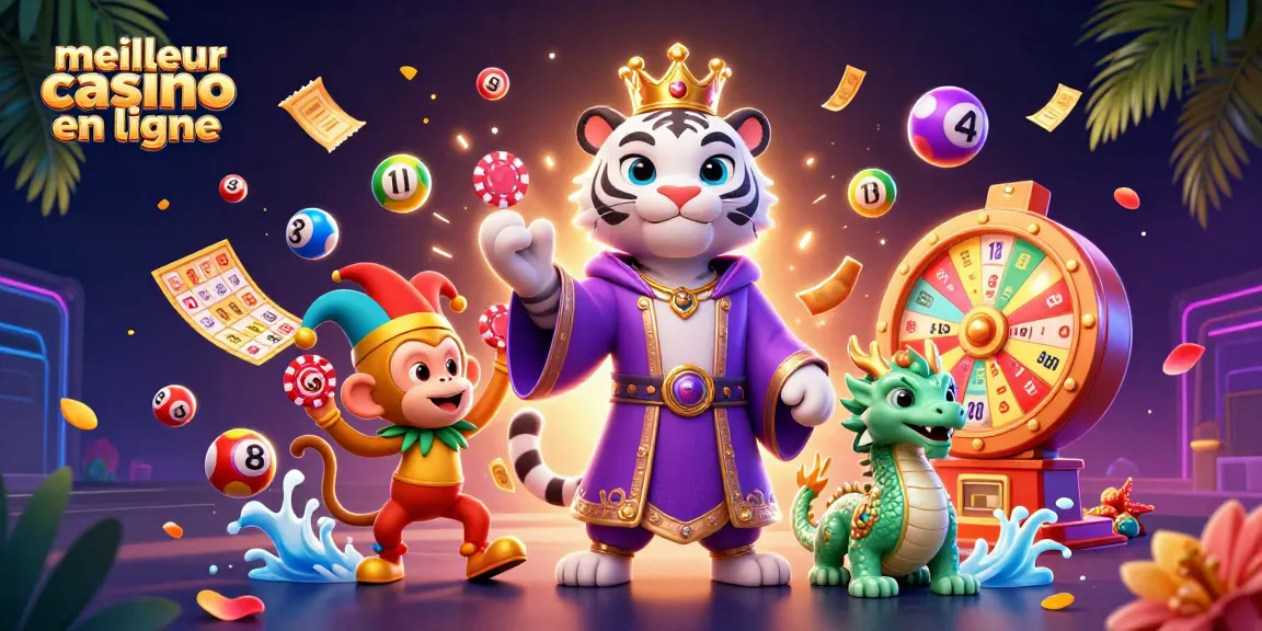 Jouer au meilleur casino en ligne avec des personnages animés, des boules de loterie colorées et de l'énergie ludique.