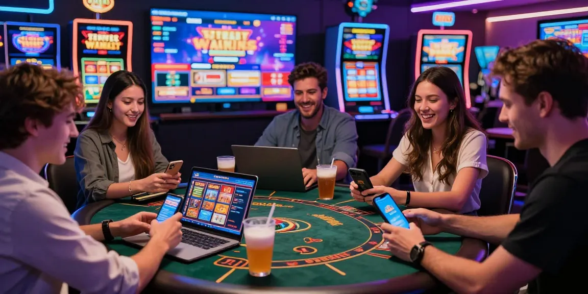 https://fimltd.co.uk players engaging in a vibrant online credit card casino atmosphere, showcasing excitement and diverse gaming options.