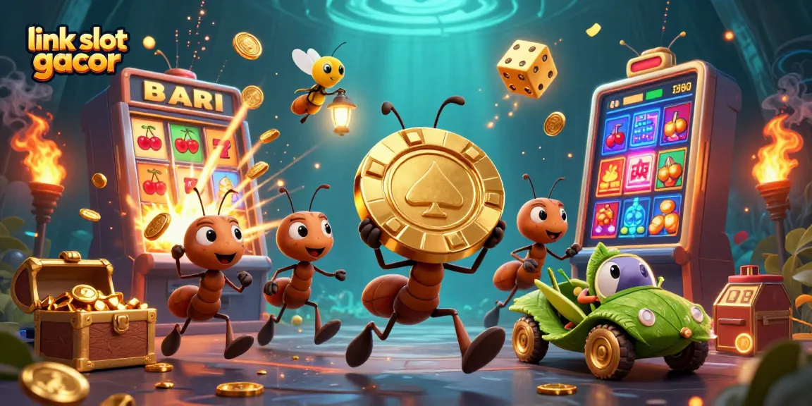 Spin the reels with action in this vibrant link slot gacor illustration full of excitement.