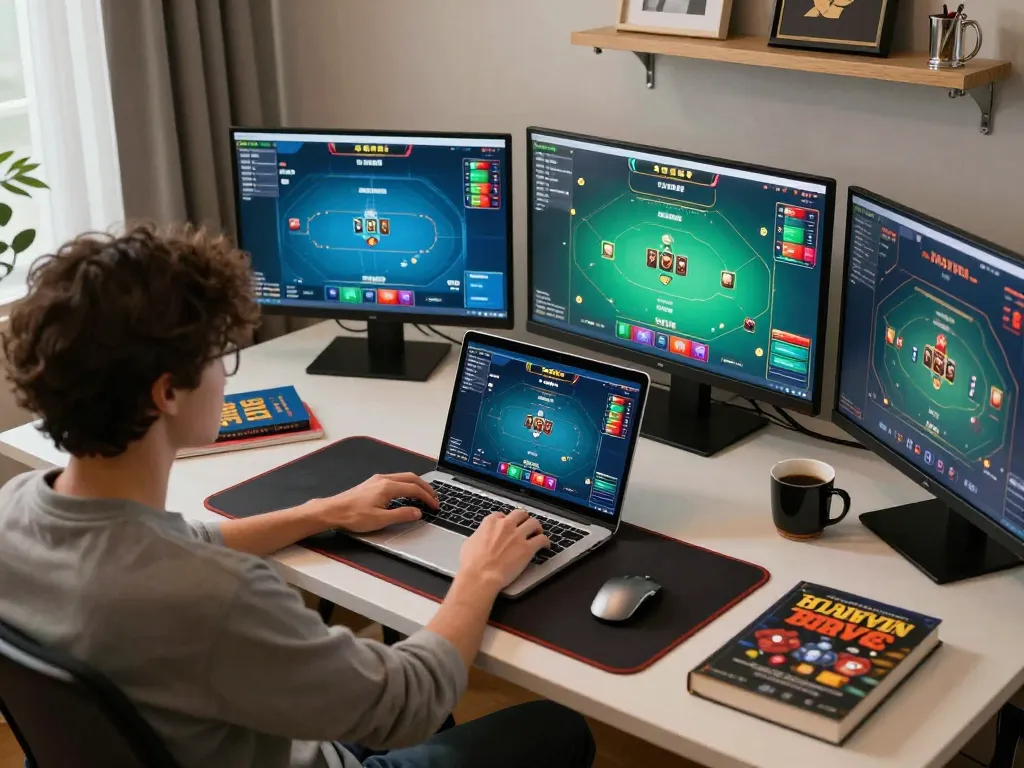 Engaging in competitive poker online shown through hiddenwiki gaming setup.