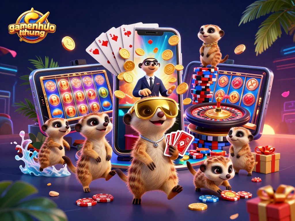 Experience the excitement of gaming with gamenohudoithuong in a vibrant casino filled with meerkats.