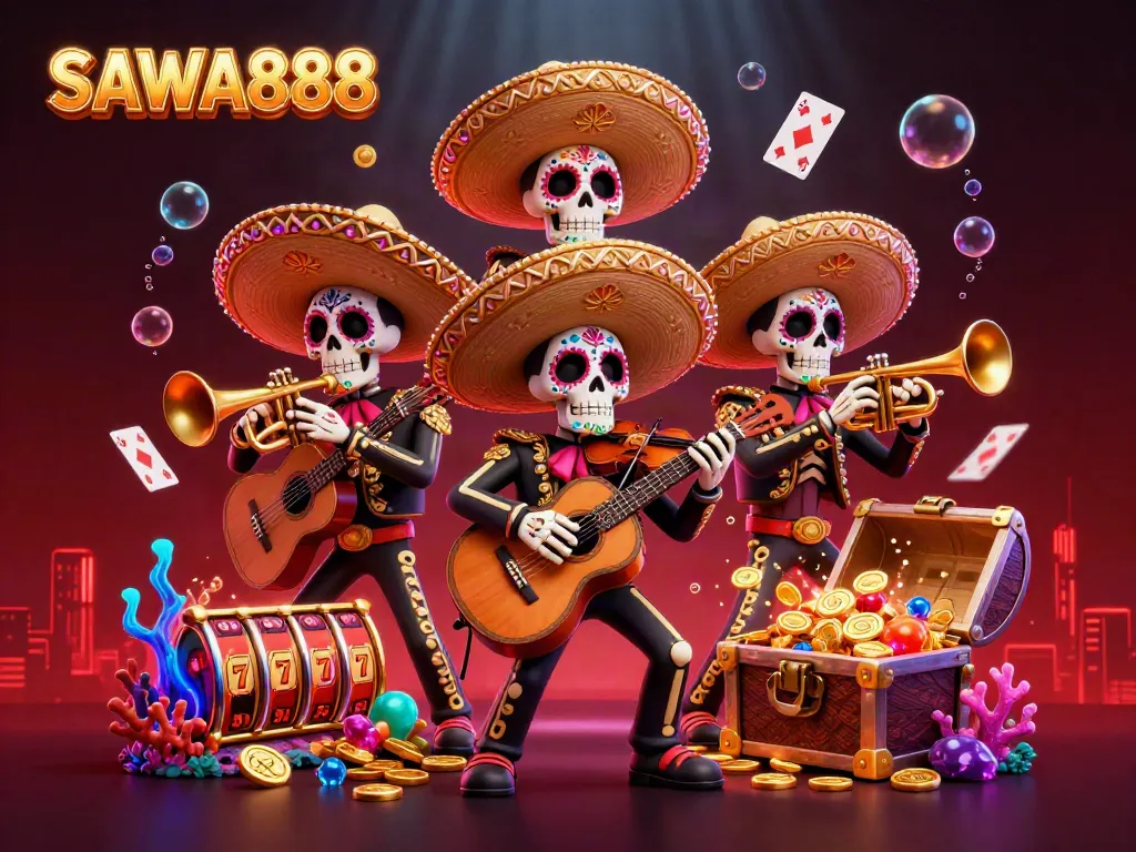 Join the excitement at SAWA888 with a vibrant 3D mariachi band and slot games