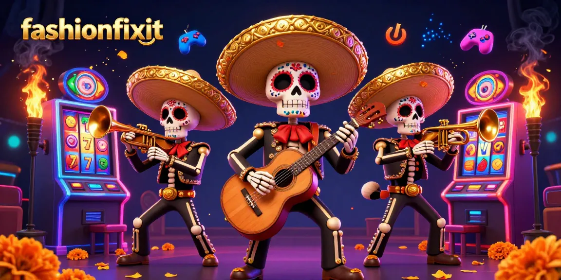Experience vibrant gaming at fashionfixit with colorful casino elements and a mariachi band.