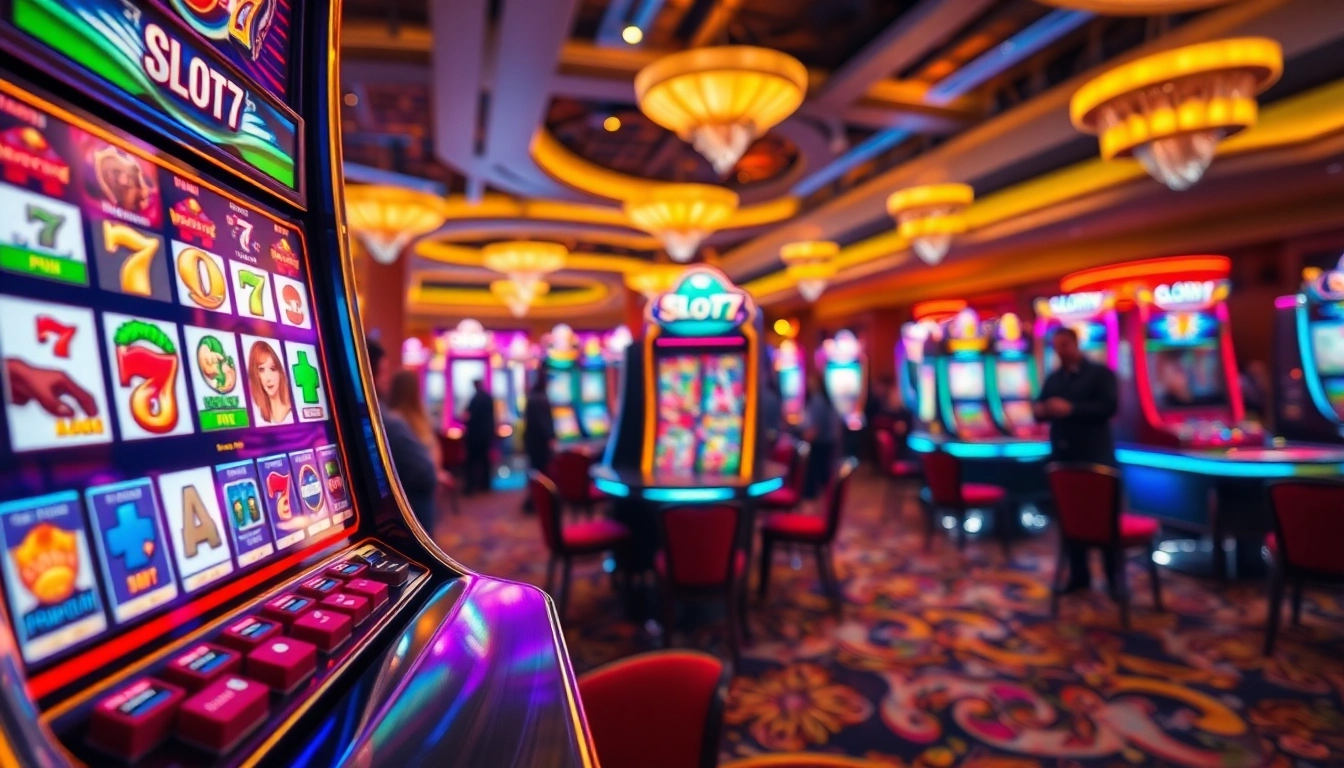 Menangkan jackpot di Slot77 dengan suasana kasino yang penuh warna dan semangat.
