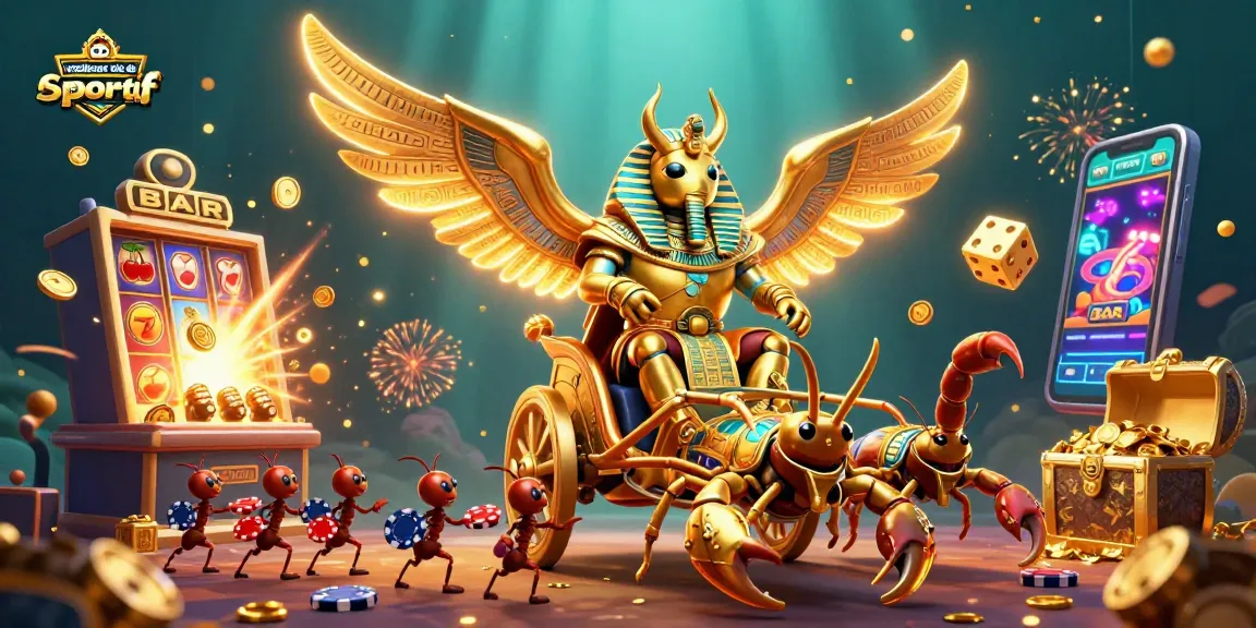 Visualisez le meilleur site de paris sportif avec un scarabée doré et des scorpions de luxe!