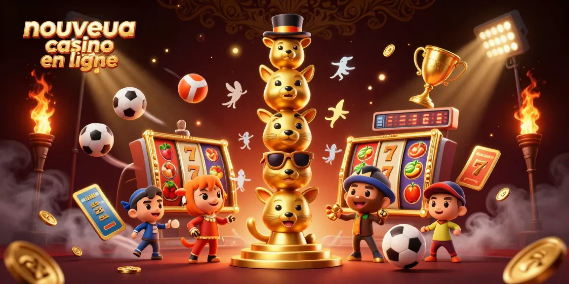 Célébrez l'excitation du nouveau casino en ligne avec un totem en or et des jeux dynamiques.