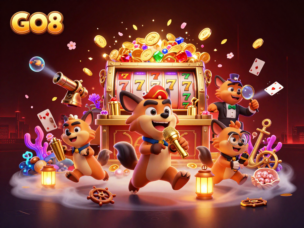 GO8 hyenas create a lively casino atmosphere with vibrant games and golden treasures