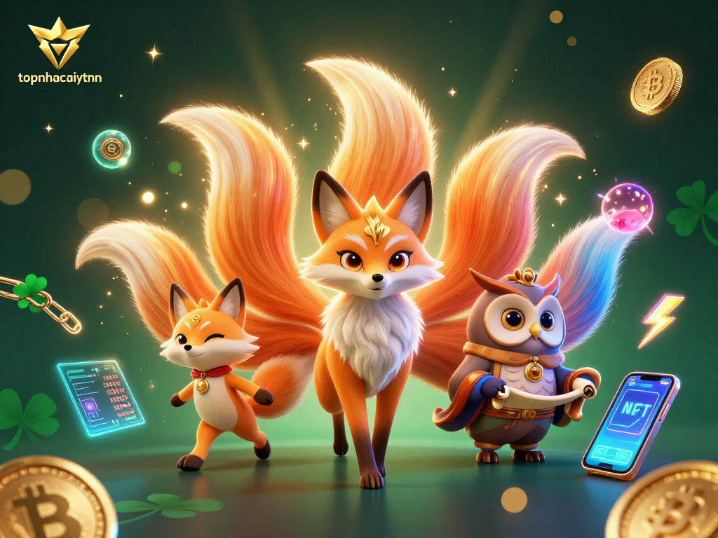 Engage in thrilling gameplay at topnhacaiuytinn with vibrant characters and crypto elements in a rich casino scene.