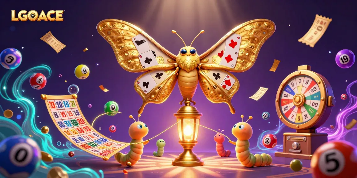 LGOACE captivates players with a vibrant casino scene featuring dynamic lottery elements and a majestic atlas moth.