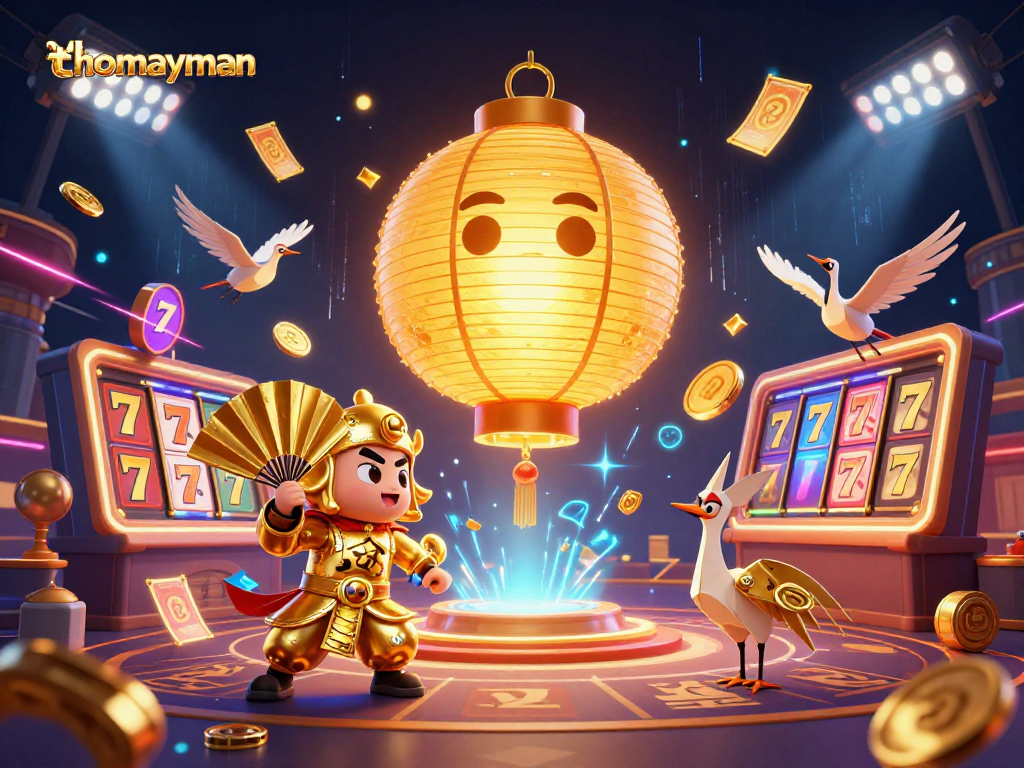 Experience thrilling gameplay with thomayman’s vibrant 3D illustration featuring dynamic slot game elements.