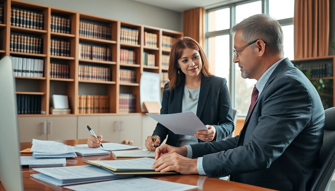 Clearwater truck accident attorney consulting with a client in a professional office.