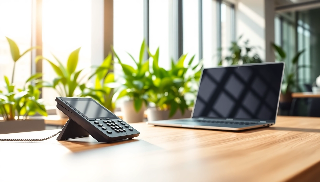 Enhance your small business phone service with modern office equipment and vibrant workspace.
