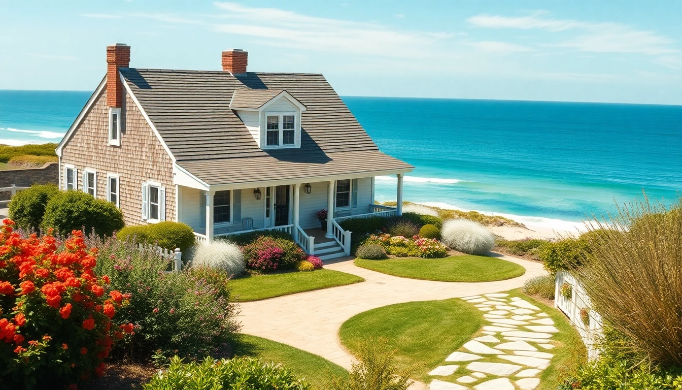 Stunning cape cod home with shingle-style architecture and coastal scenery.