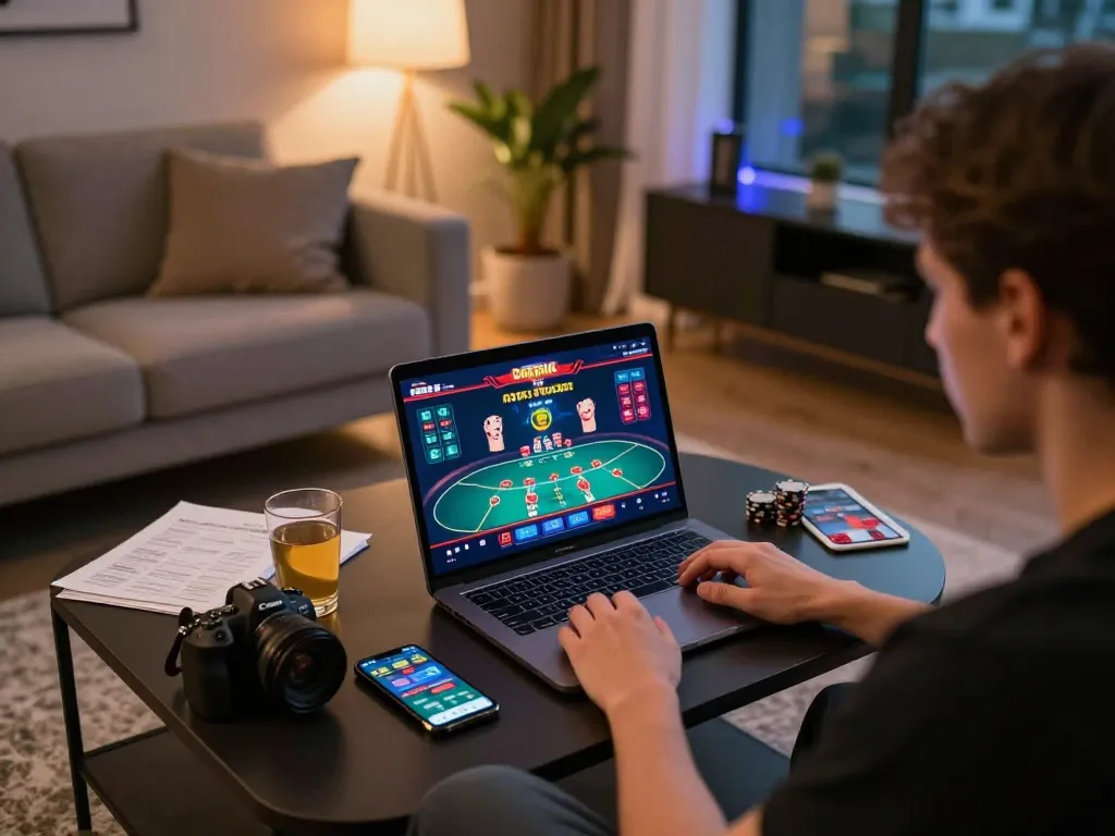 Engaging in online poker at home, showcasing hidden wiki 2026's relevance in responsible gaming.