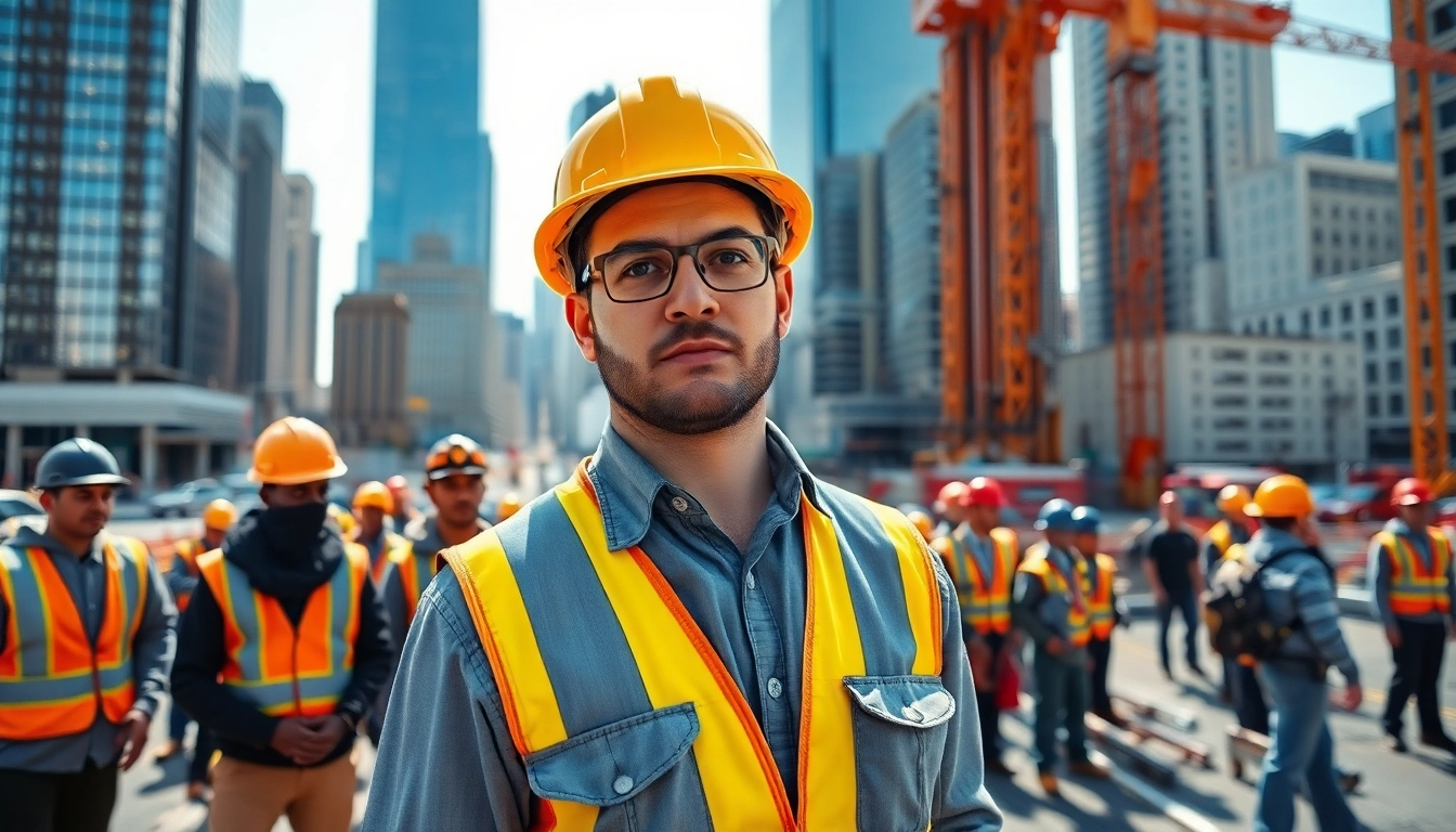 New York City General Contractor managing a diverse construction team at a vibrant city site.