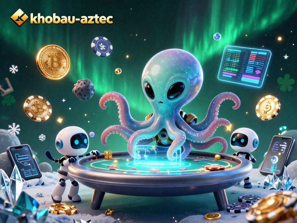 Spin and win with khobau-aztec – capturing the thrill of strategic poker gameplay in a cosmic scene.