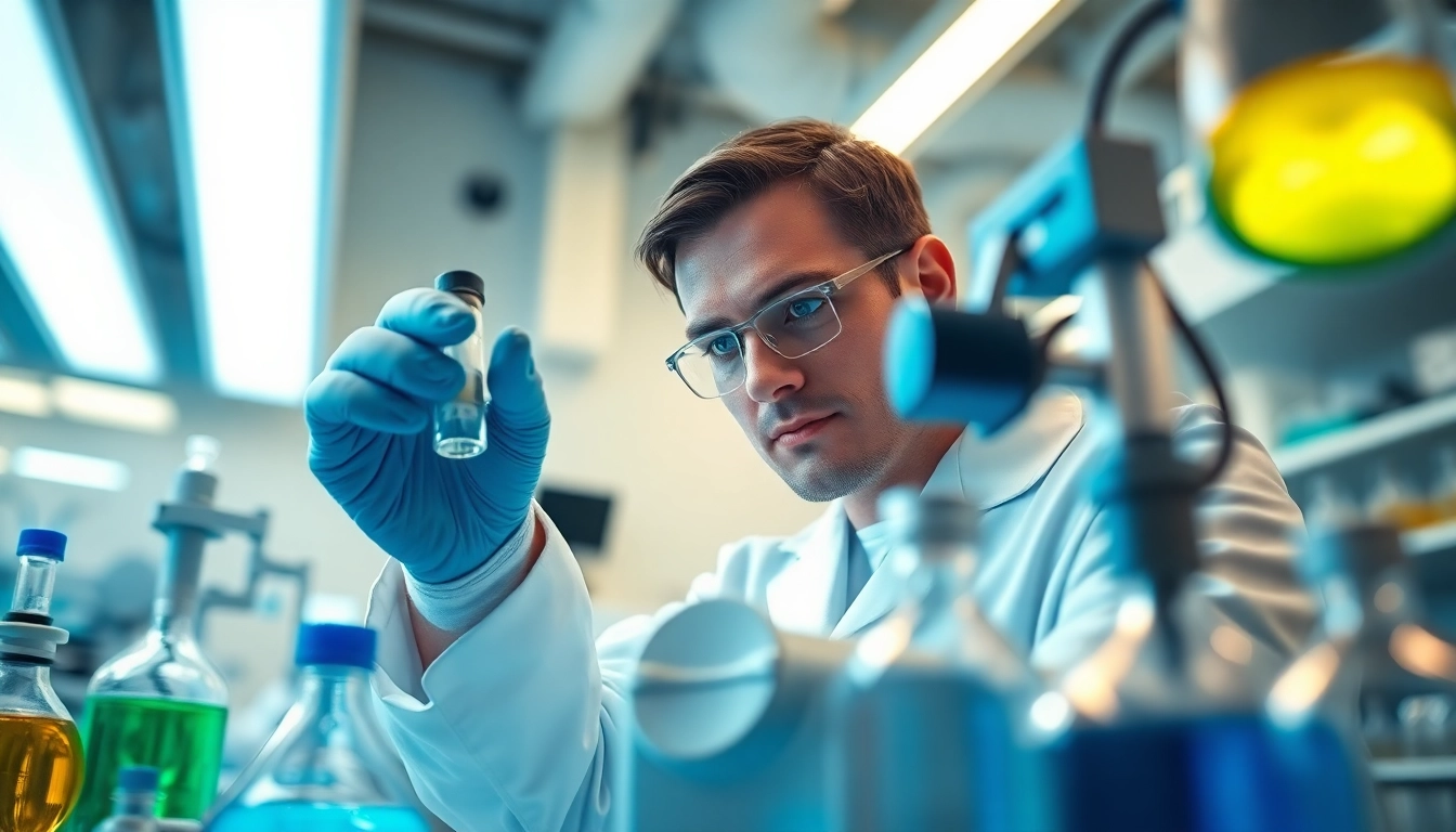 Examining Retatrutide effects in a vibrant laboratory setting with advanced technology.