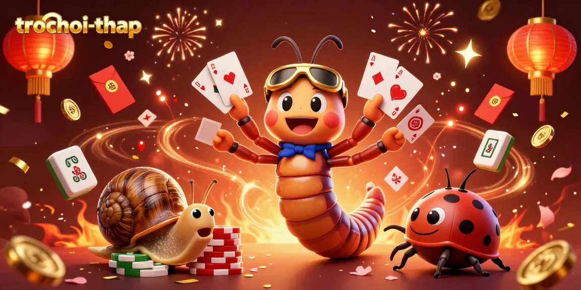 Engage with trochoi-thap as the snail high-roller pushes his chip stack amidst lively gaming elements.
