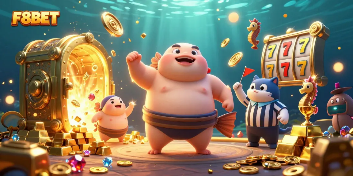 Engage in thrilling slots and casino action at F8BET with vibrant underwater 3D characters.