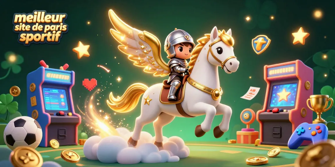 Meilleur site de paris sportif : découvrez notre illustration dynamique avec un cheval céleste et des éléments de paris sportifs.