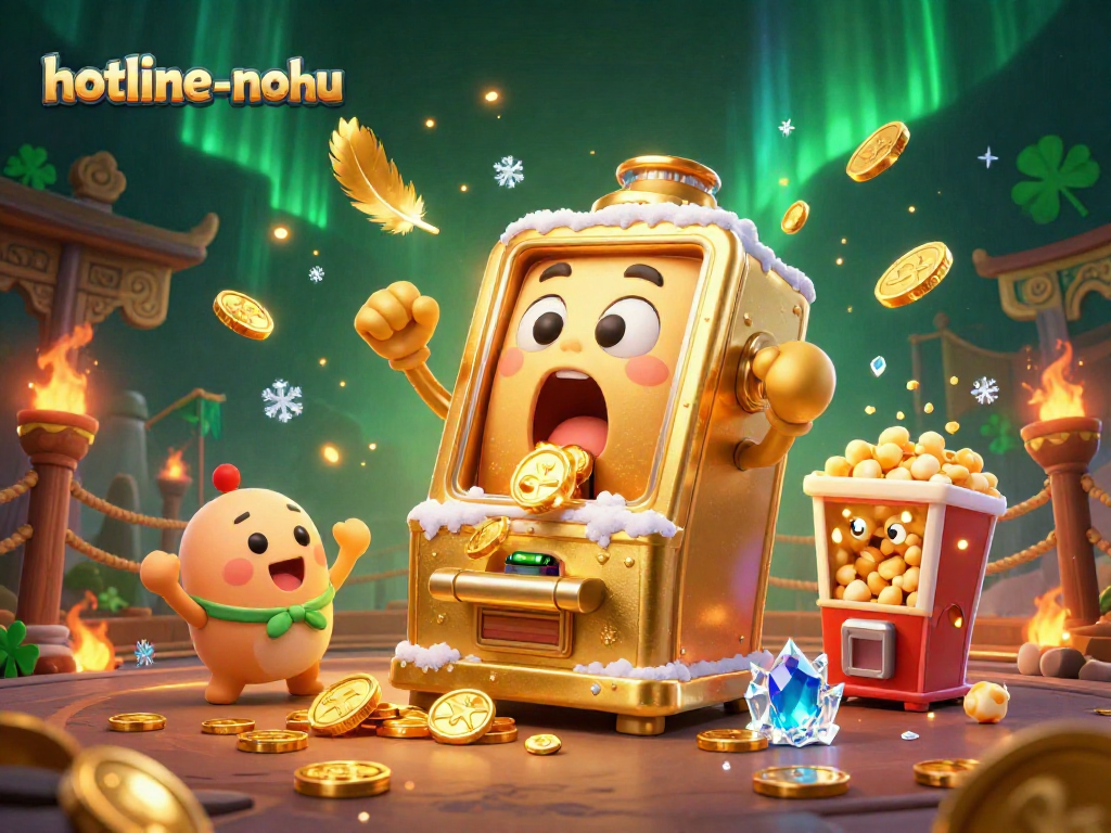 jackpot celebration with golden slot machines and popcorn in a dynamic casino scene for hotline-nohu