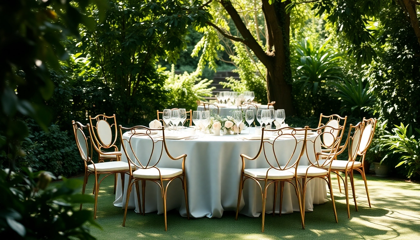 Event Furniture Rentals beautifully arranged for a stylish outdoor wedding setup.