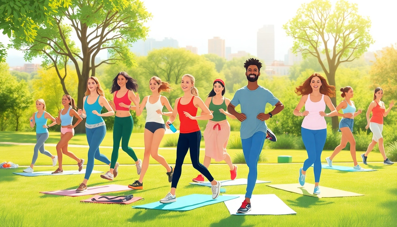 Engaging scene depicting diverse individuals practicing Health activities outdoors.
